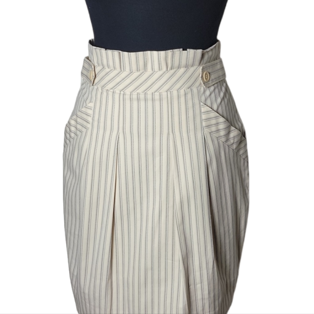 BCBGMAXAZRIA paperbag waist pinstripe pencil skirt high rise women's size 4